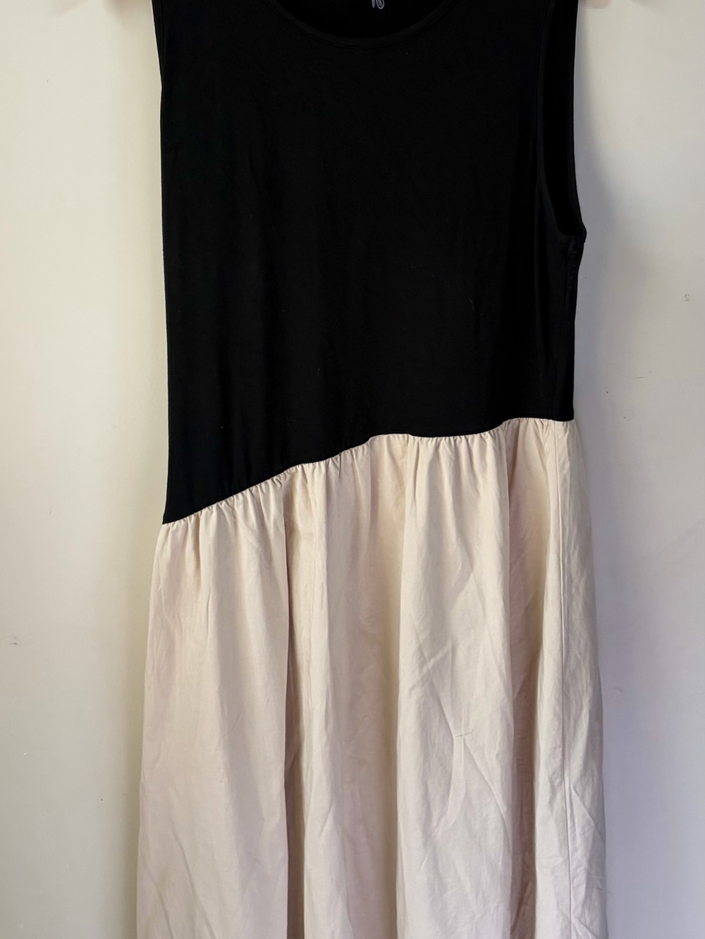 Asymmetrical Black and Cream Sleeveless Women's Dress
